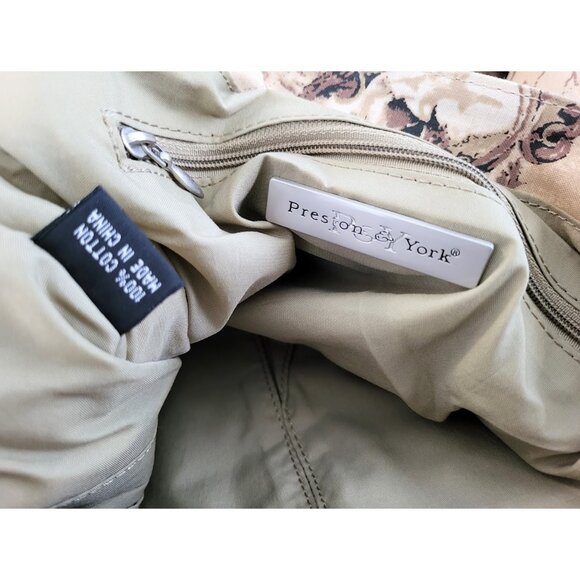 PRESTON & YORK Vintage 90's Brown & Tan Map Army Messenger Travel Tote Bag - Picture 8 of 9